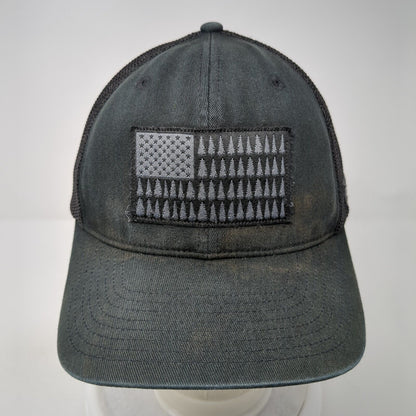 Pine Trees USA Flag Fitted Mesh Back Trucker Hat Black One Size Columbia