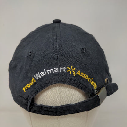 Walmart Slideback Hat Black One Size Adjustable Embroidered Vented Holes 6 Panel