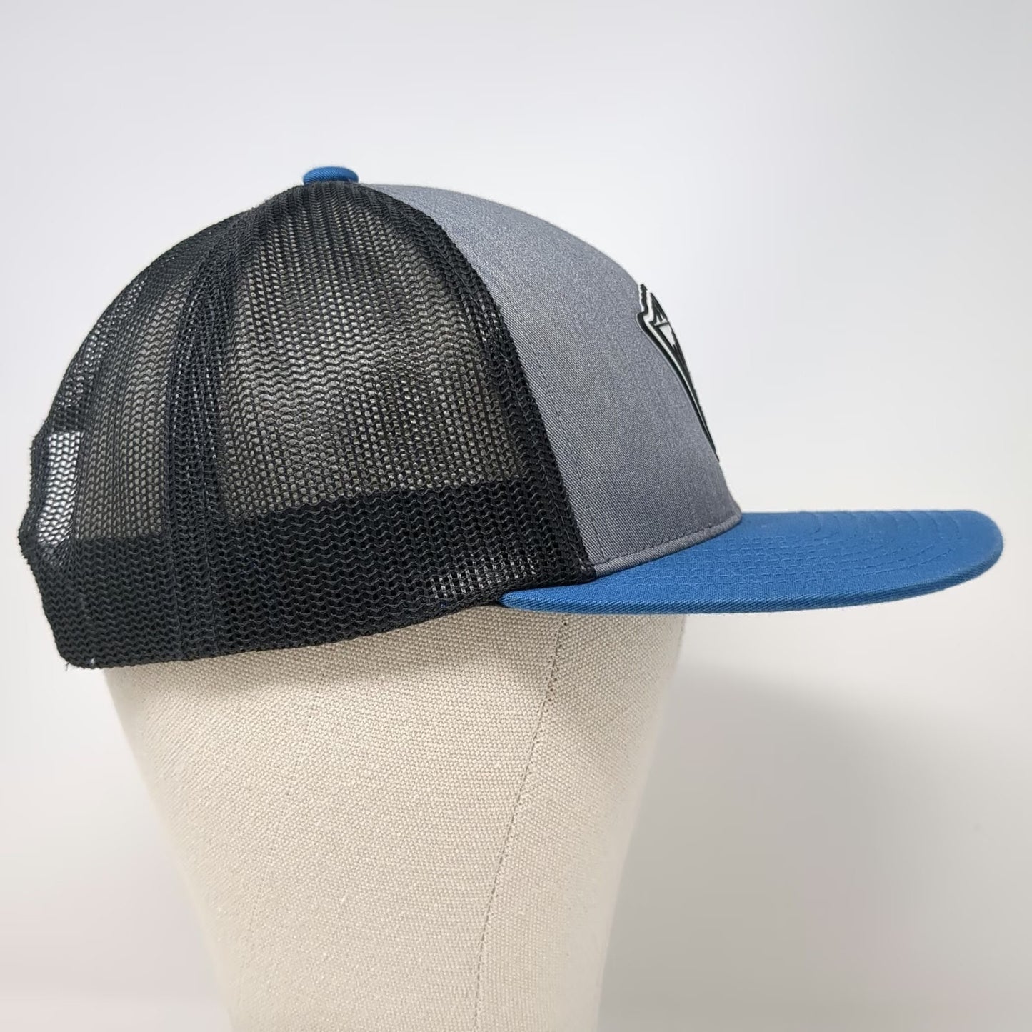Pacific Headwear Trucker Hat Gray Blue One Size Employee Owner Mountain Mesh