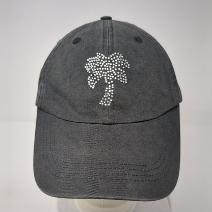Palm Tree Fitted Hat Black One Size Rhinestone Bling Gear For Sports
