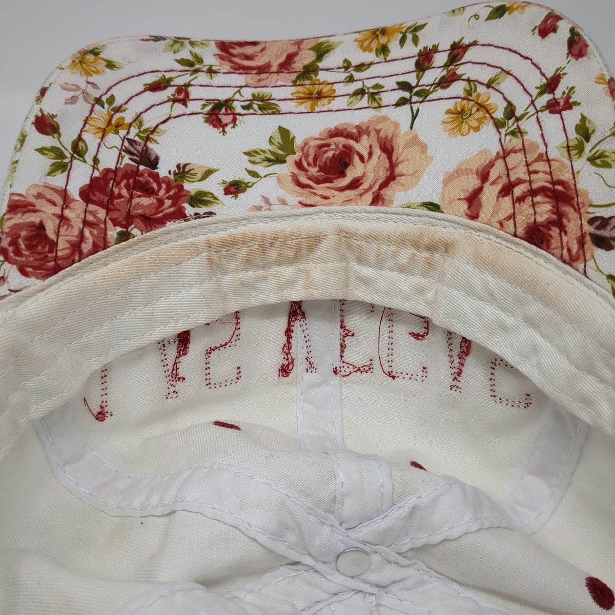 OGM Headwear Baseball Cap White One Size Floral Las Vegas Applique Strapback Hat