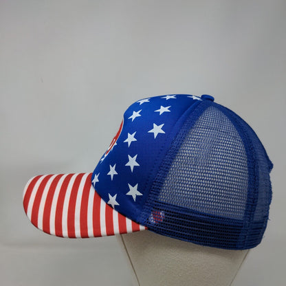 Smiley Face Snapback Trucker Hat Multicolor One Size Mesh Back Patriotic 5 Panel