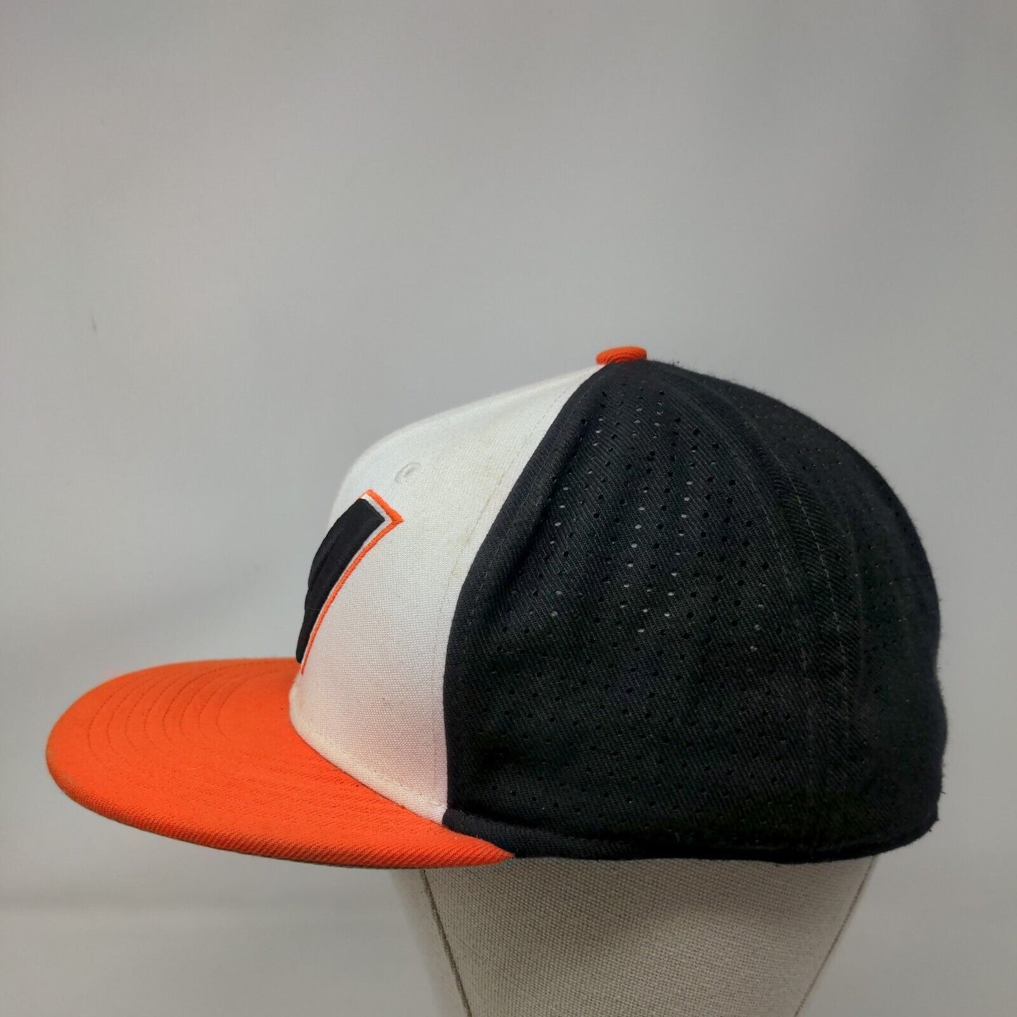 Nike True Dri Fit Fitted Mesh Back Hat Orange White Size L-XL Embroidered A Logo