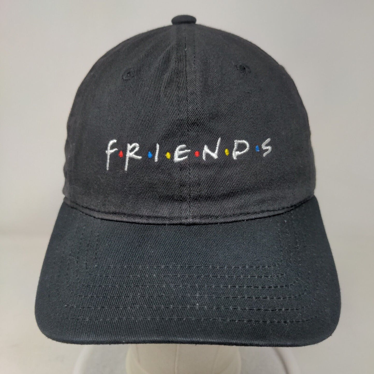 FRIENDS Slideback Hat Black One Size Adjustable Embroidered Vented Holes