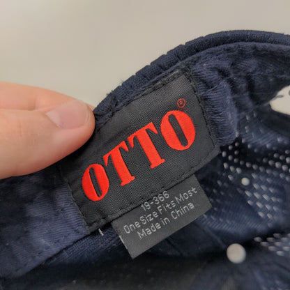 Otto Strapback Hat Blue OSFM Adjustable Solid Mesh Vent Holes Blank