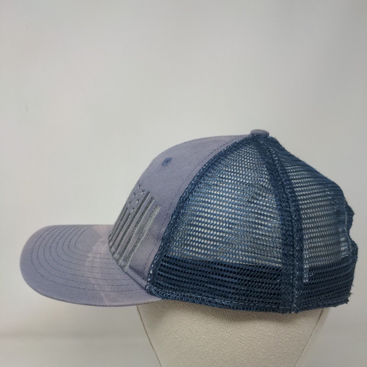 USA Flag Embroidered Snapback Trucker Hat Blue One Size Embroidered Mesh Back