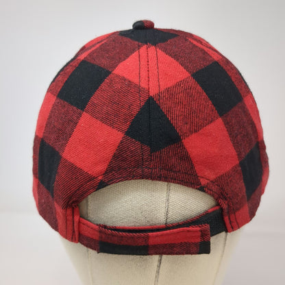 Ashley Stewart Baseball Cap Red Black Plaid One Size Studded Rhinestones Hat