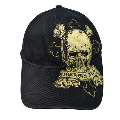 Miami Ink Skull Fitted Hat Black OSFM Embroidered Vent Holes Anoma