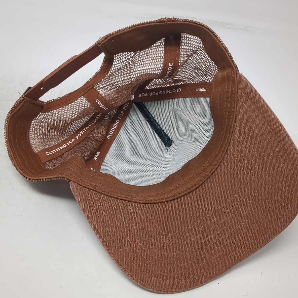 prAna Trucker Hat Brown Blue One Size Geometric Pattern Mesh Back Snapback Cap