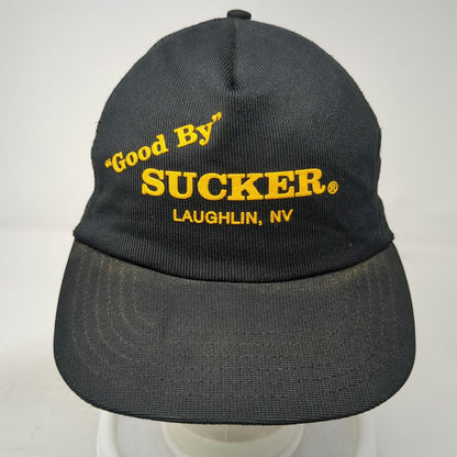 Trucker Hat Black One Size Good By Sucker Laughlin NV Mesh Back Made USA Vintage