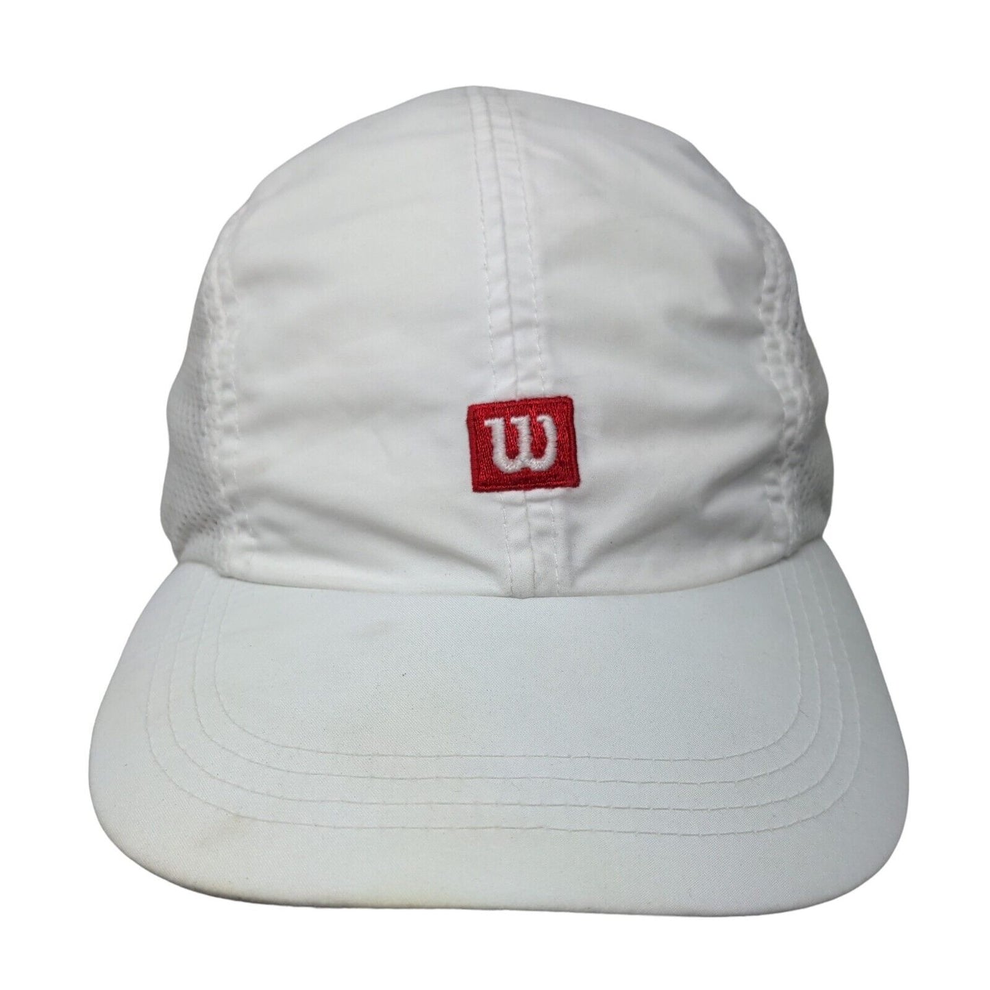 Wilson Strapback Hat White OSFA Embroidered Logo Mesh Trim Adjustable