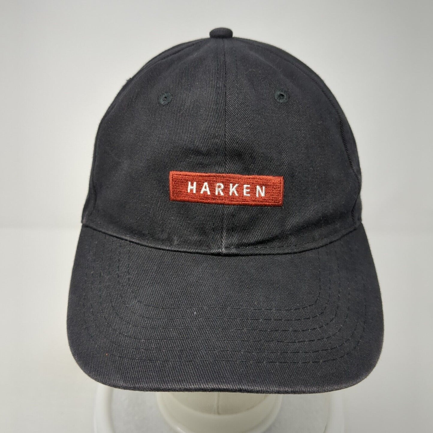 Harken Strapback Baseball Cap Black One Size Adjustable Embroidered Apollo USA