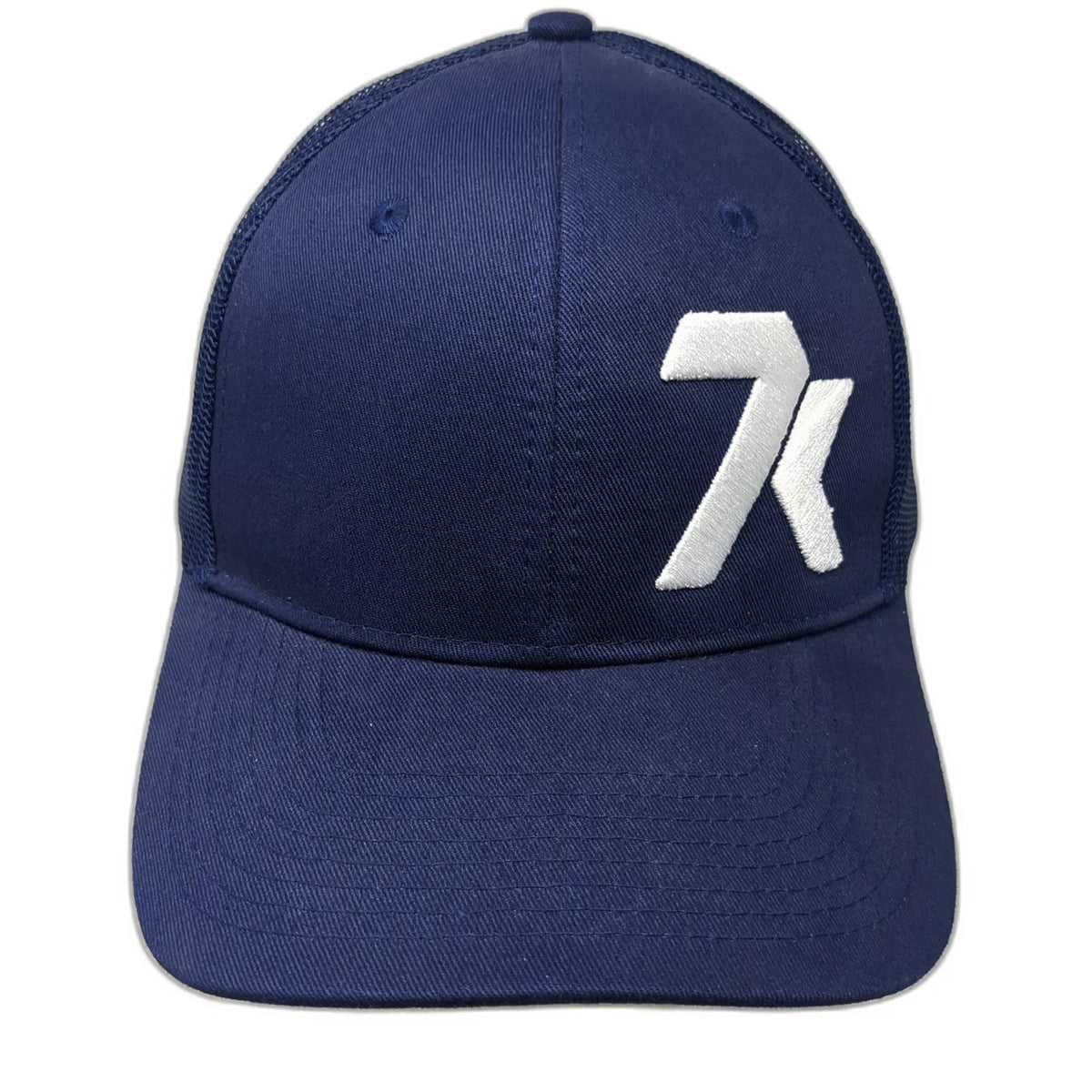 Port Authority Trucker Hat Blue One Size 7k Logo Mesh Snapback Curved Bill Cap
