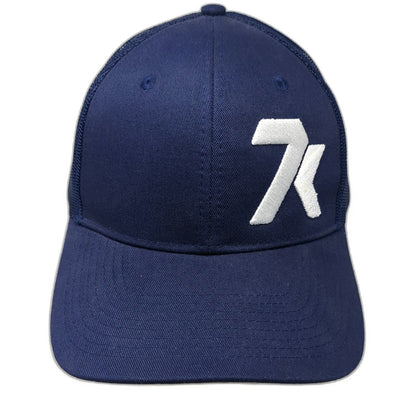 Port Authority Trucker Hat Blue One Size 7k Logo Mesh Snapback Curved Bill Cap