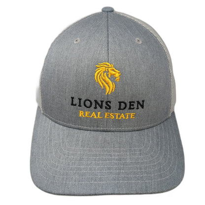 Richardson 112 Trucker Hat Gray OSFM Lions Den Real Estate Logo Snapback Mesh