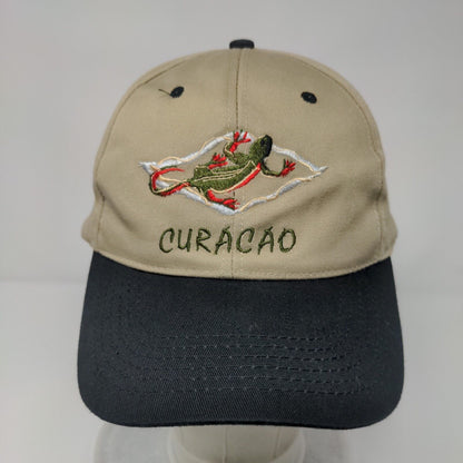 Curacao Slideback Hat Tan OSFA Adjustable Embroidered Colorblock