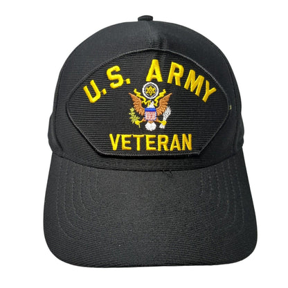 US Army Veteran Snapback Hat Black One Size Adjustable Embroidered Eagle Crest