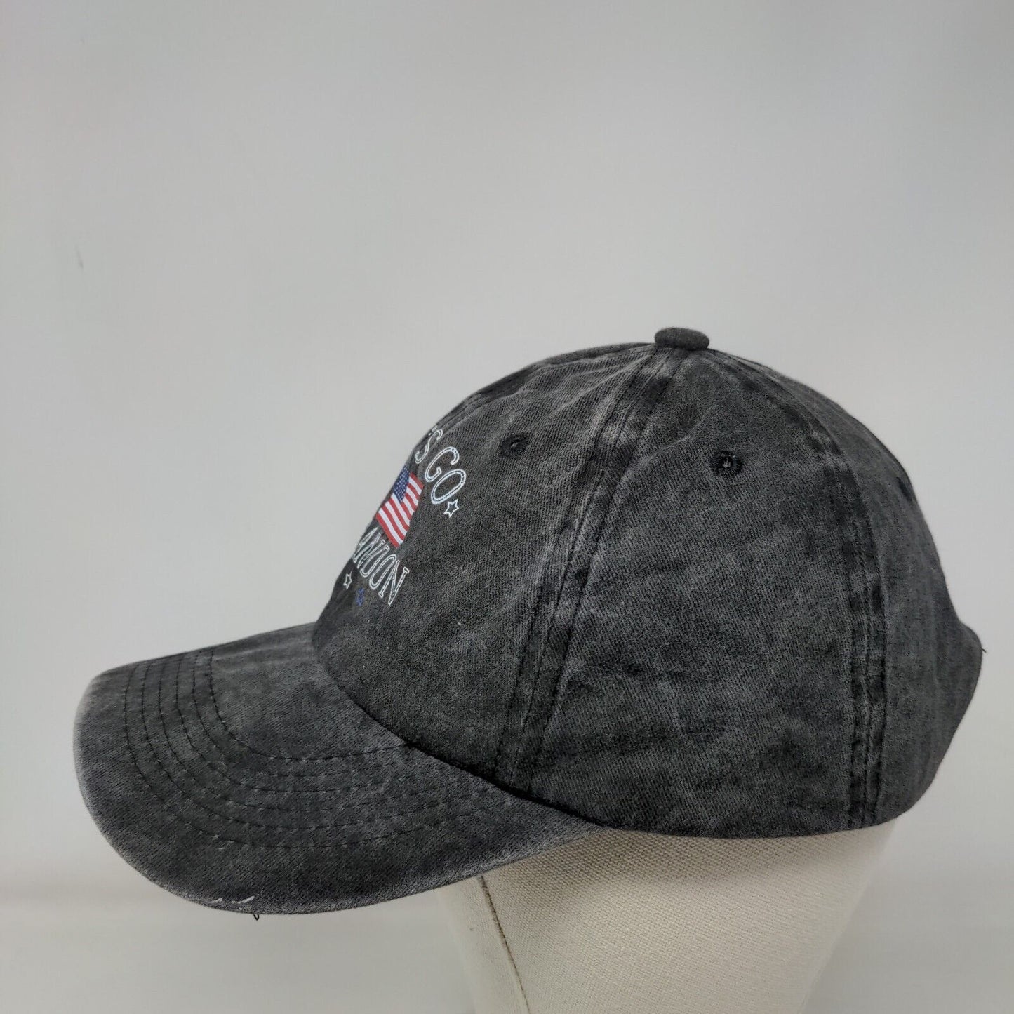 Let's Go Brandon American Flag Slideback Hat Gray One Size 6 Panel
