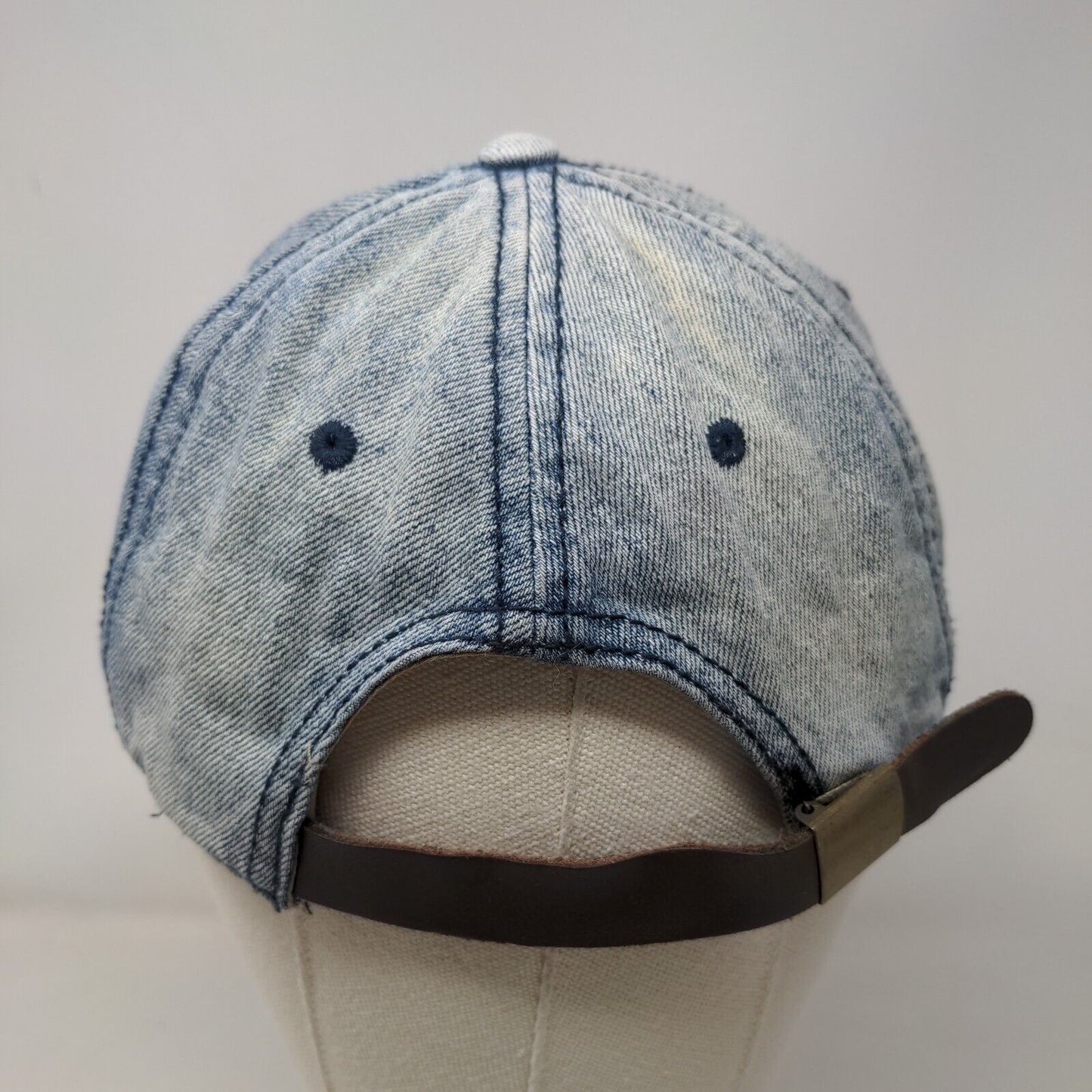 Unbranded Slideback Hat Blue OSFM Adjustable Vented Holes 6 Panel Denim Blank