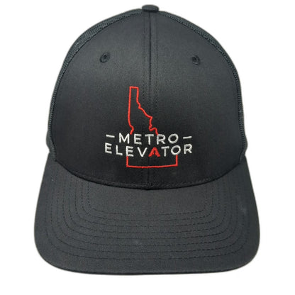 Richardson Trucker Hat Black OSFM Idaho Metro Elevator Logo Mesh Snapback Hat