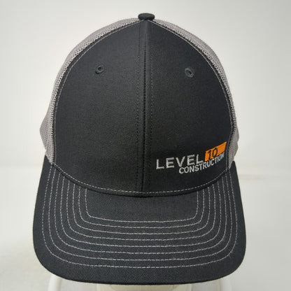 Richardson Trucker Hat Black Gray One Size Mesh Snapback Level 10 Construction