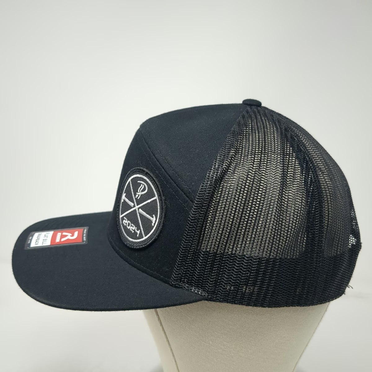 Richardson Trucker Hat Black One Size Flat Bill Mesh Snapback Patch 2024 Hammers