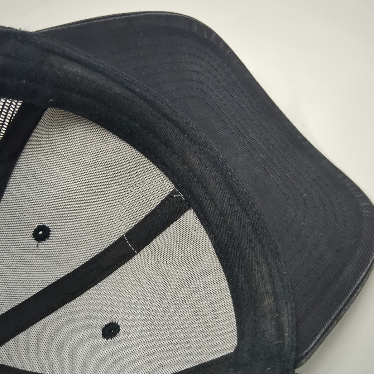Dover Bluff Hat Company Trucker Hat Black One Size Mesh Snapback Leather Patch