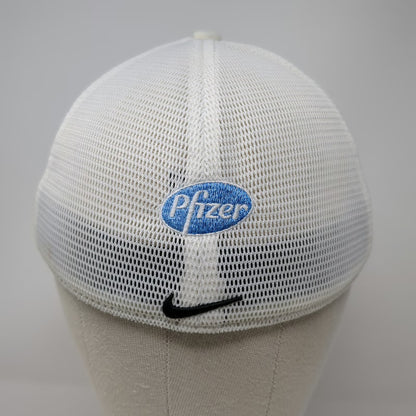 Nike Baseball Cap White M Pfizer Corporate Mesh Dri-FIT Legacy 91 Swoosh Hat