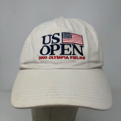 USGA Men's Slideback Hat Tan Embroidered US Open 2003 Olympia Fields Vintage