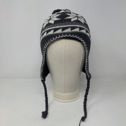 Unbranded Men's Knit Beanie Hat Cap Gray Fair Isle 100% Acrylic