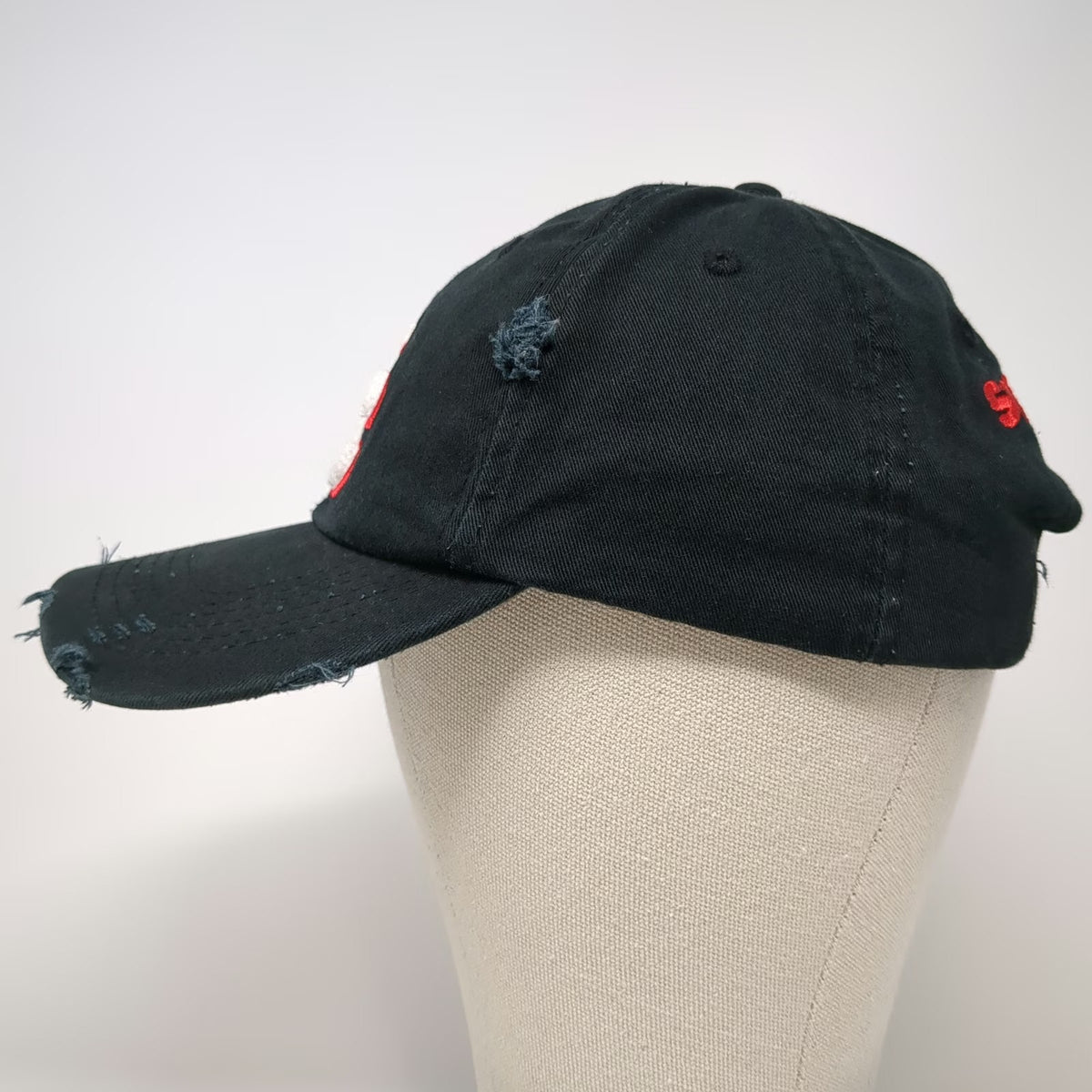 Head To Toe Baseball Cap Black One Size Chenille Patch Sport Clips Frayed Hat