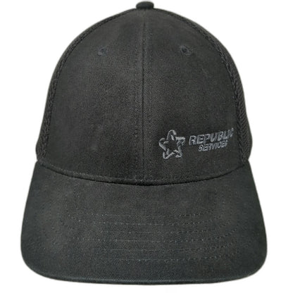 Quake City Caps Republic Services Star Logo Trucker Hat Black One Size Snapback