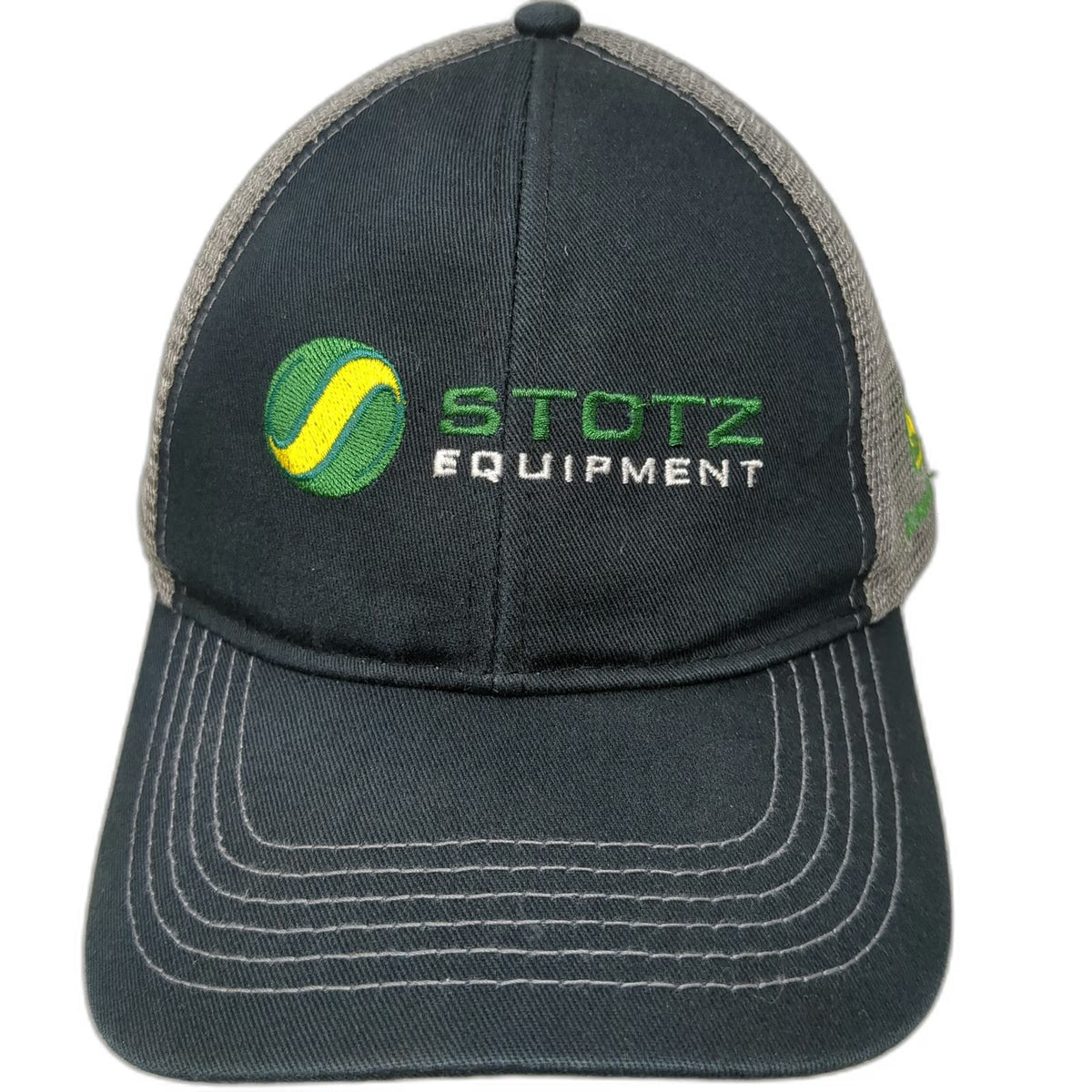 John Deere Stotz Equipment Trucker Hat Black One Size Mesh Snapback Agriculture