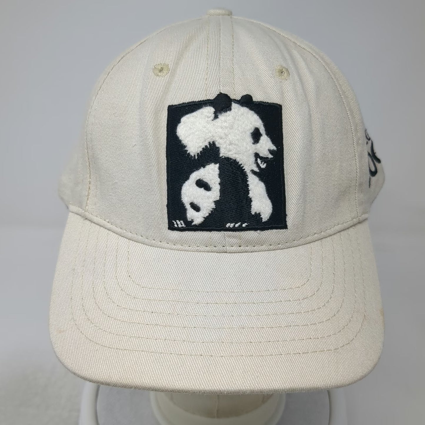 San Diego Zoo Baseball Cap Beige One Size Panda Logo Strapback Hat Adjustable