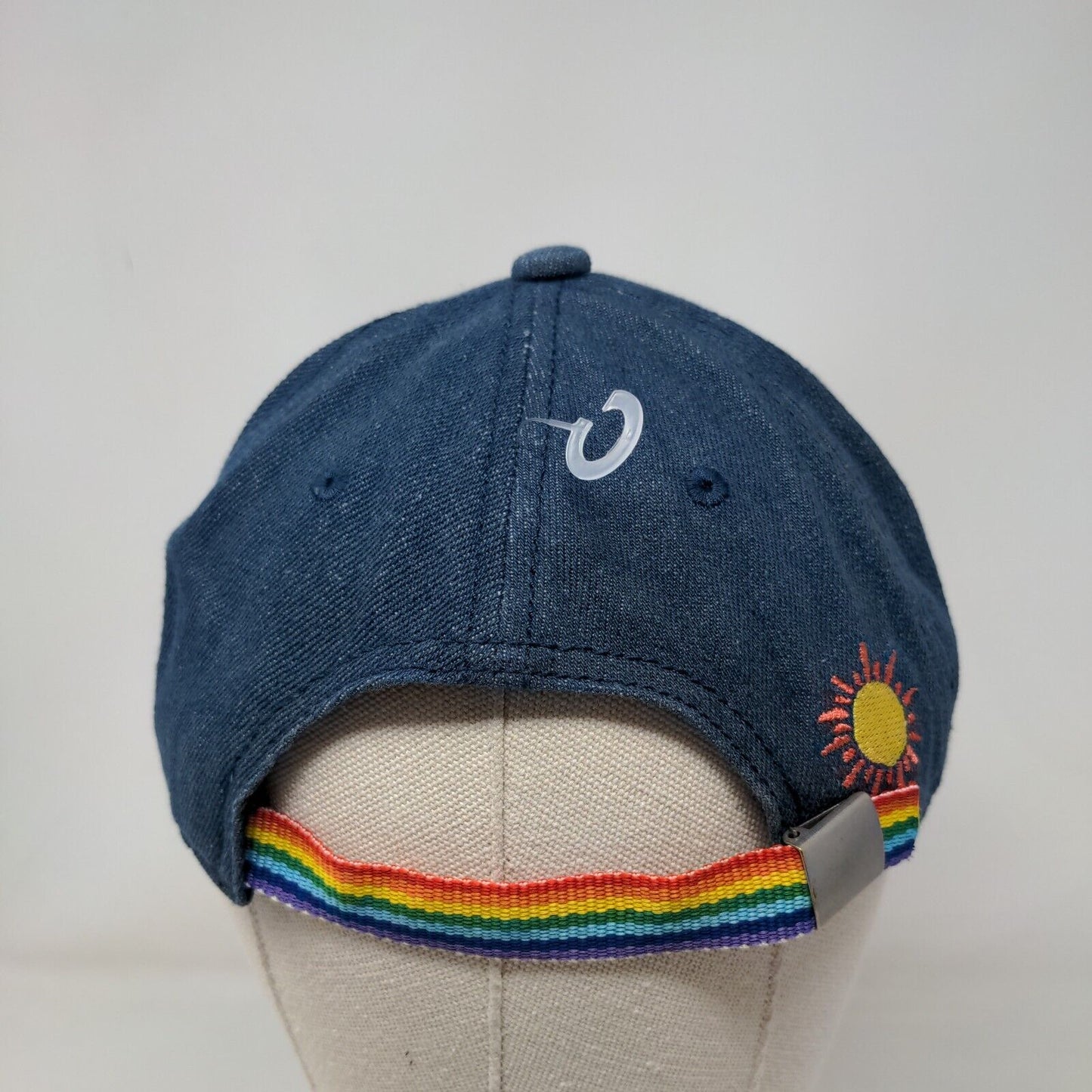 More Sun Please Slideback Hat Blue One Size Adjustable Embroidered Vented Holes