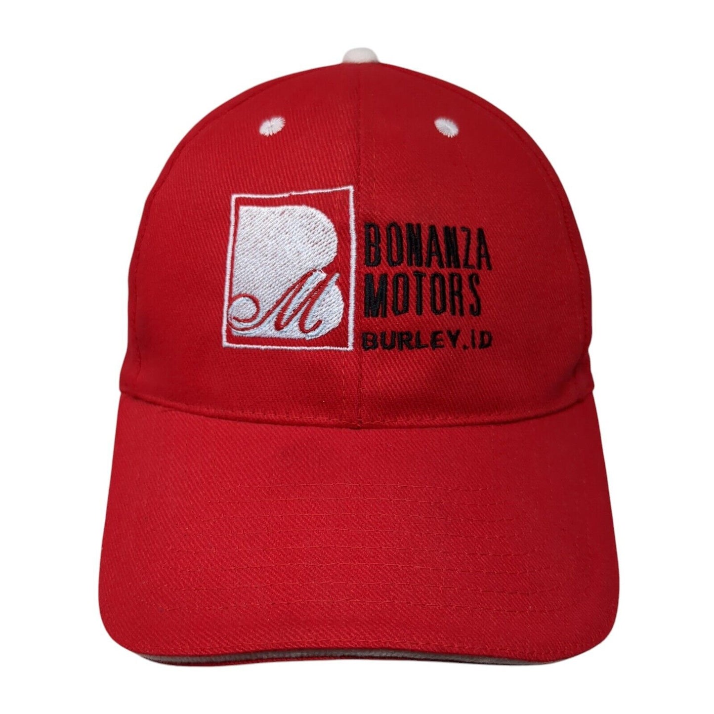 Bonanza Motors Burley ID Strapback Hat Red OSFM Embroidered Otto