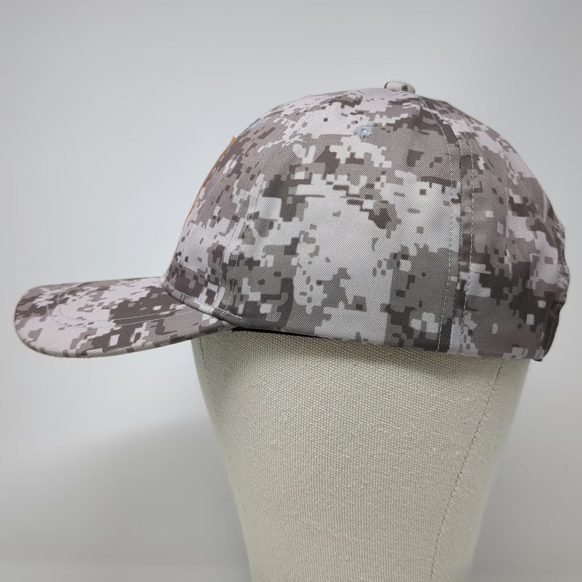 Mustad Baseball Cap Gray One Size Digital Camo Fishing Hook Patch Adjustable Hat