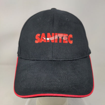 Sanitec Fitted Hat Black S/M Embroidered Vented Holes 6 Panel Nu-Fit KC Caps