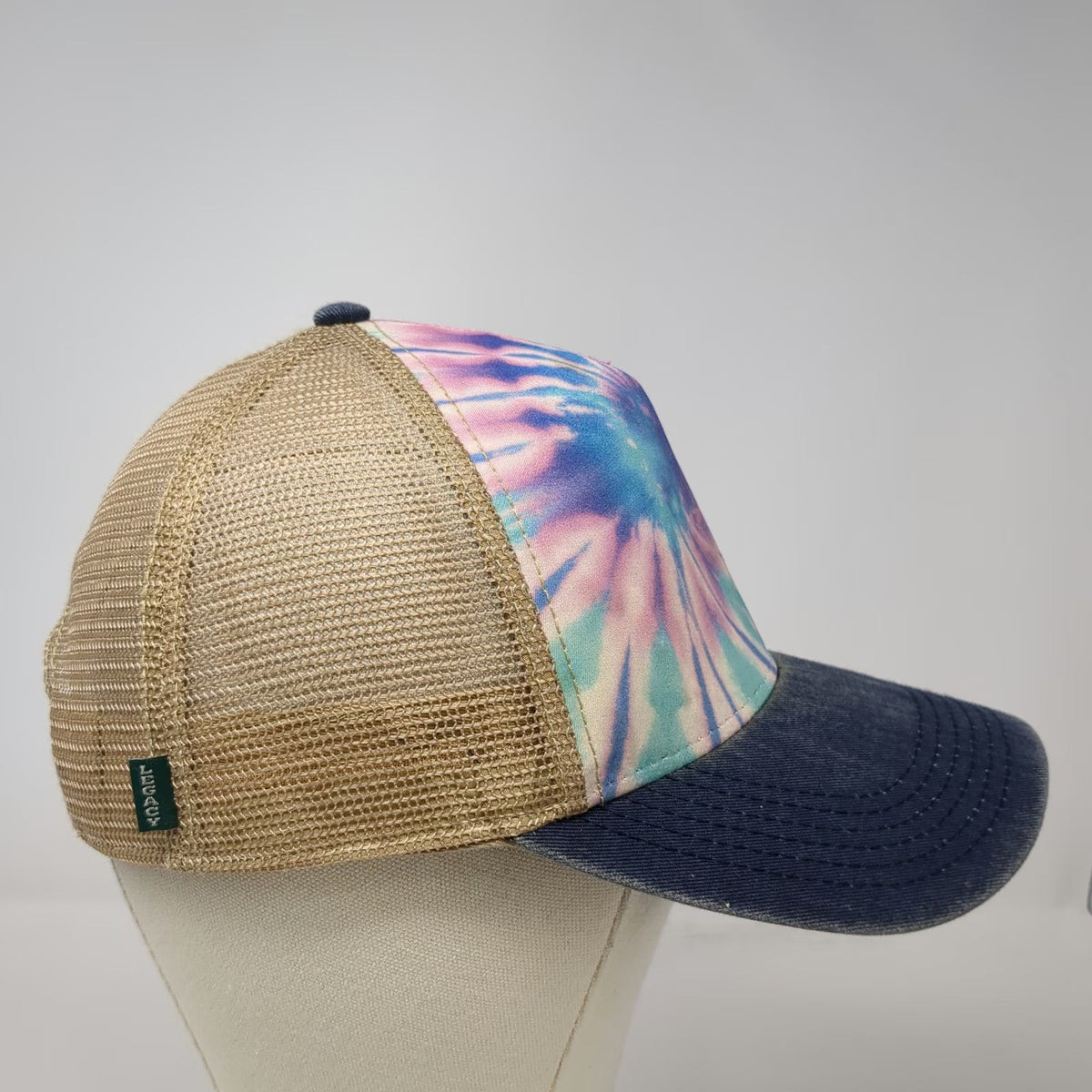 Legacy Trucker Hat Blue Beige Tie-Dye Hilton Head One Size Mesh Back Patch Hat