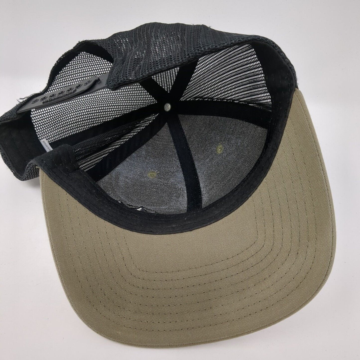 Mountain Snapback Trucker Hat Tan OS Adjustable Embroidered Mesh Richardson
