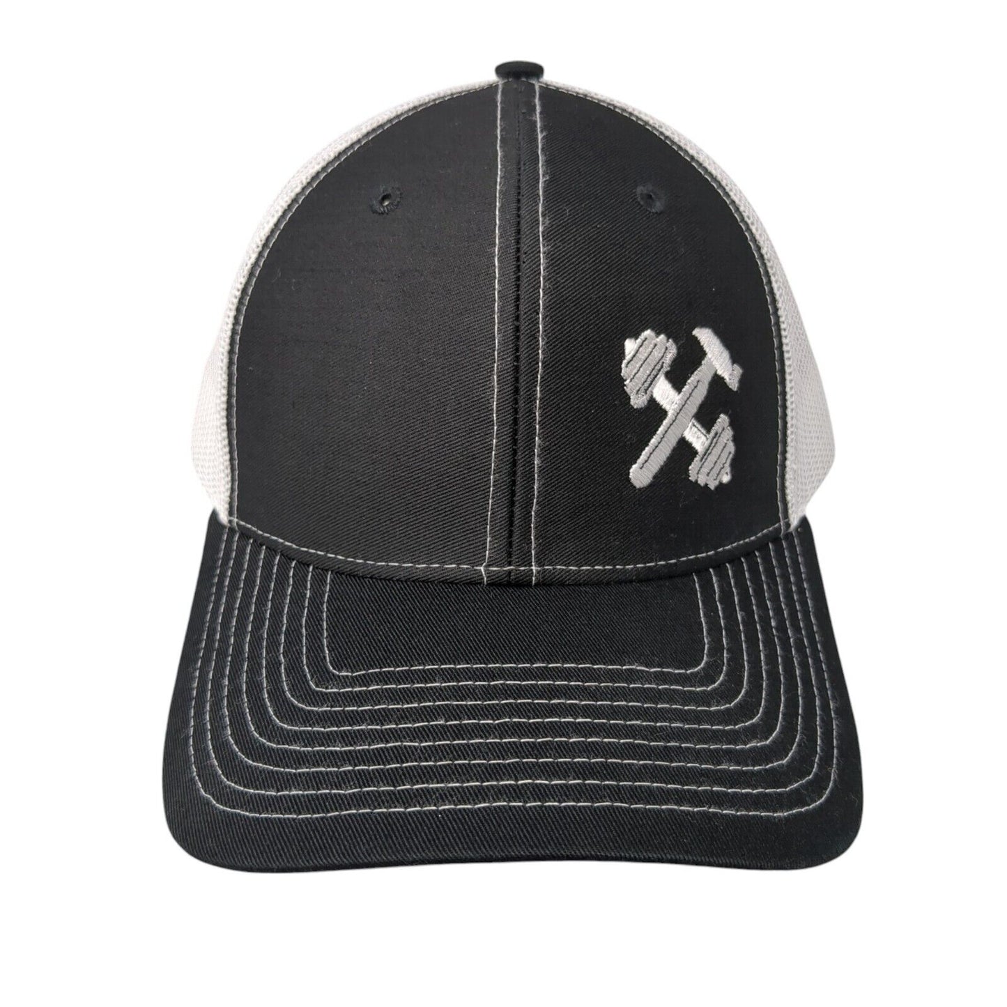 Richardson Snapback Trucker Hat Black One Size Mesh Back Embroidered