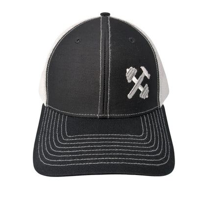 Richardson Snapback Trucker Hat Black One Size Mesh Back Embroidered