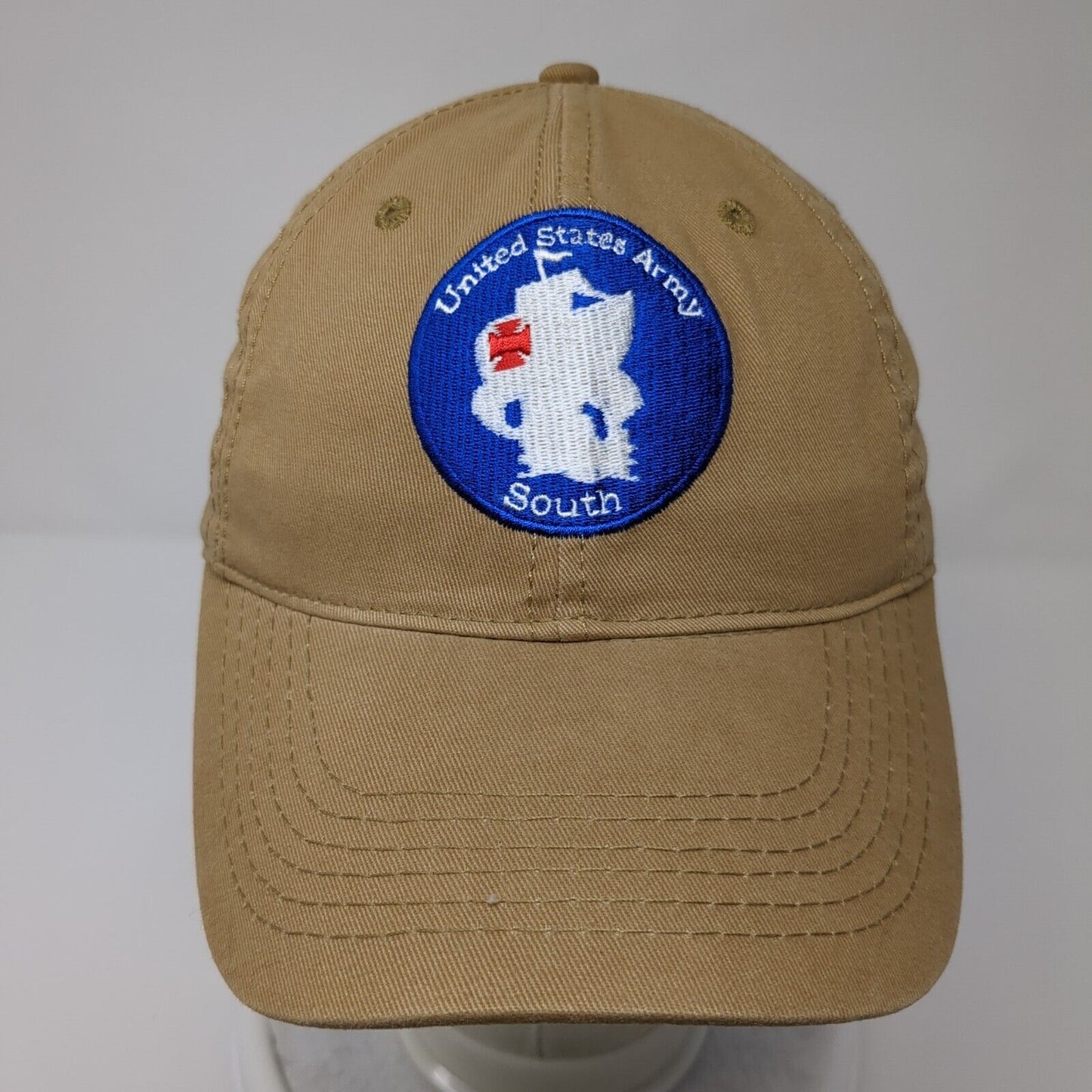 United States Army South Strapback Hat Tan OSFA Embroidered Hit Wear