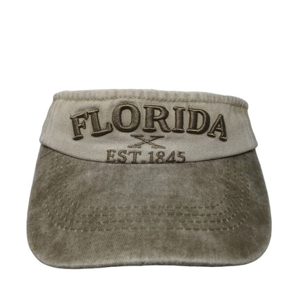Florida Est. 1845 Strapback Sun Visor Tan OSFM Adjustable Embroidered Logo