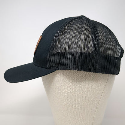 Kuiu Trucker Hat Black One Size Leather Patch Inner Circle Mesh Back Snapback