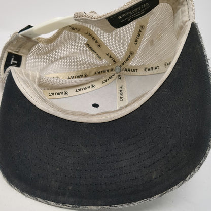 Ariat Trucker Hat Gray One Size Mesh Back USA Flag Logo Snapback Flexfit 110
