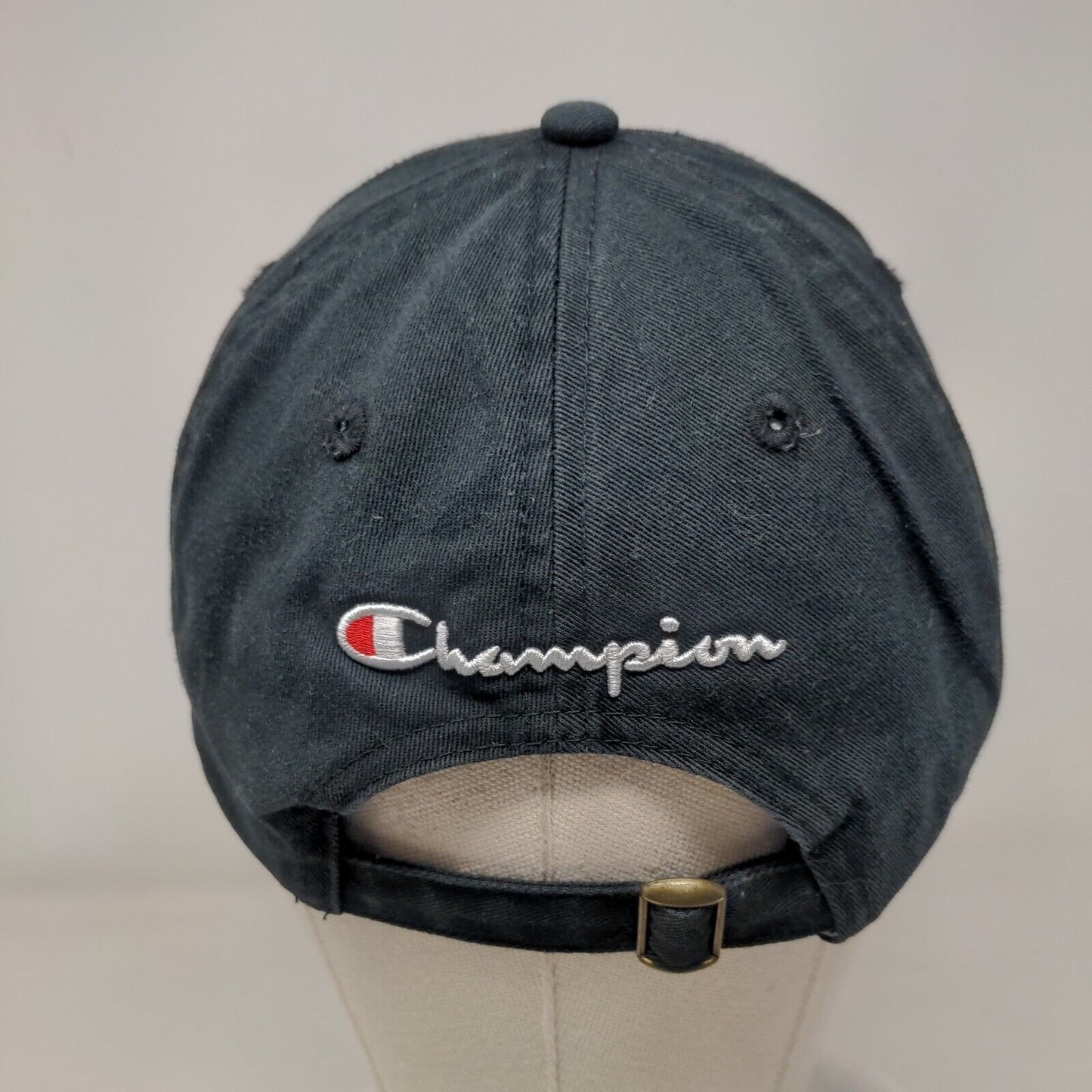 Champion C Logo Slideback Hat Solid Black OSFA Adjustable Embroidered