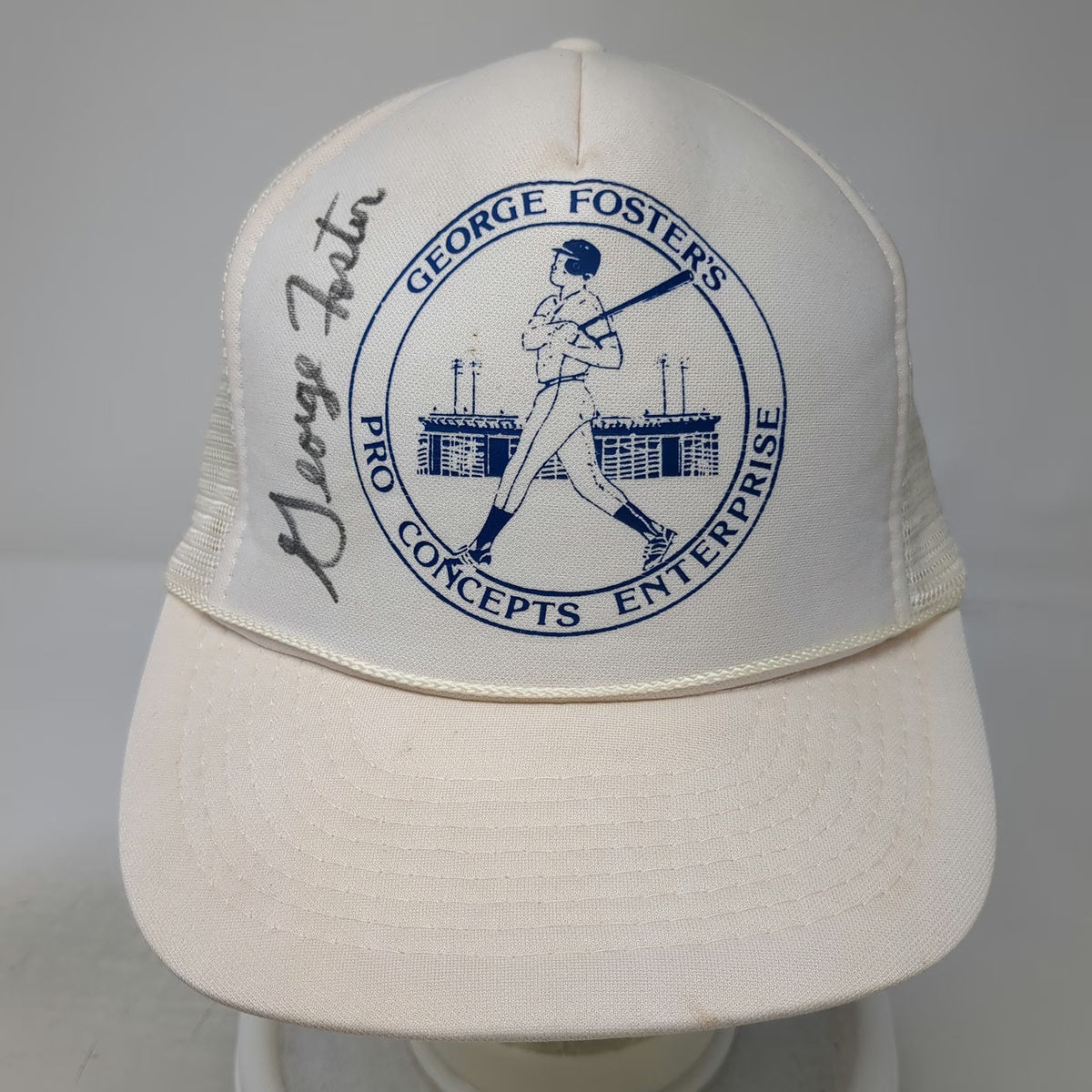 Cap Traffic Trucker Hat White One Size George Foster Signed Mesh Back Snapback