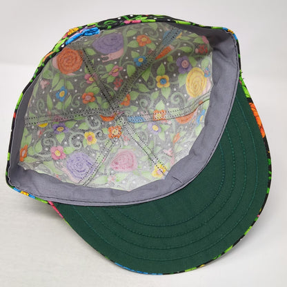 Kromer Welding Cap Green 7 3/8 Snail Floral Print Polka Dot Fitted Hat USA