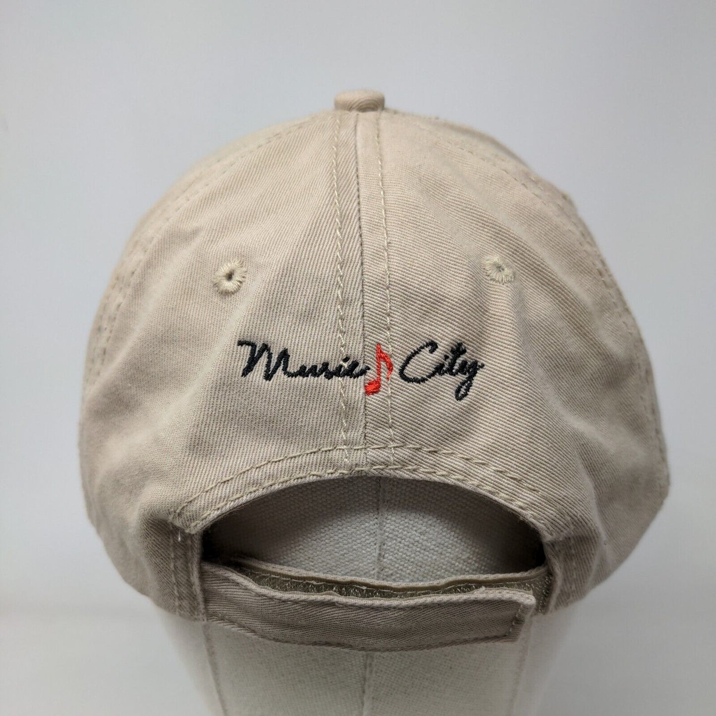 Music City Strapback Hat Tan OSFM Adjustable Embroidered 6 Panel Cotton Otto